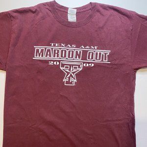 Texas AM Aggies Maroon Out Men's T Shirt short sleeves Size L beige